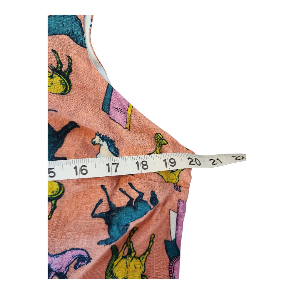 Modcloth sz 1X Horse ribbon shirt dress Linen blend lined pockets button up - Picture 12 of 16